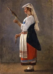 One of a Pair of Italian Studies: An Italian Peasant Spinning